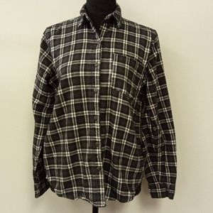 Universal Thread Good Co. Men's White/Black Button Down Flannel Shirt Si…